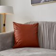thumbnail image 6 of Faux Leather Throw Pillow Covers Set of 2, Thick Cognac Modern Solid Decorative Pillow Covers for Bedroom Living Room. Cushion Cases for Couch Bed Sofa,18"x18", 6 of 7