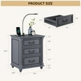 thumbnail image 2 of Farmhouse Nightstand with Gun Drawer and 3 Large Storage Drawers,Smart Bedside End Table with LED Light and Human Sensor Charging Station(Grey), 2 of 7