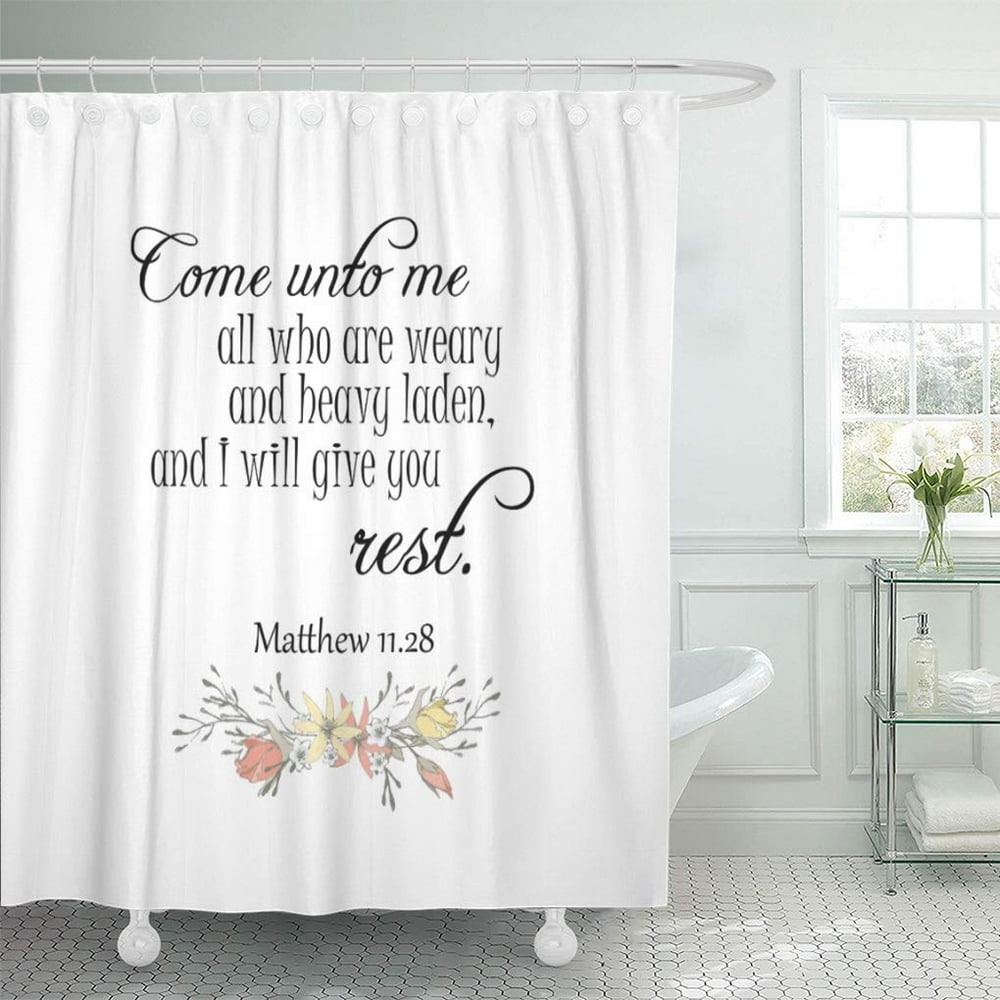 CYNLON Faith I Will Give You Verses Scripture Bathroom Decor Bath Shower Curtain 66x72 inch