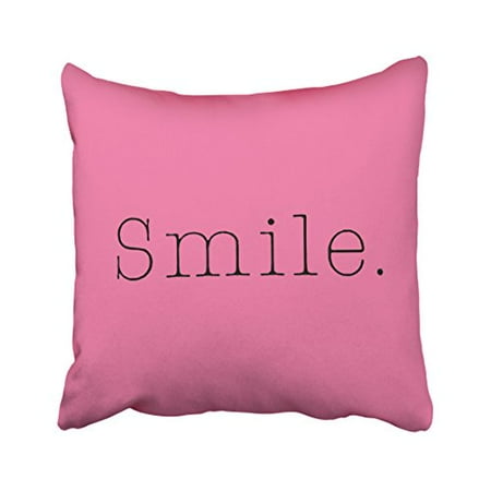 Hot Pink Cushion Covers WinHome Decorative Decorative Throw Pillow Case Cushion Cover Smile. Light Hot Pink And Black Smile Quote Pillow Covers Size 18x18 inches Two Side ()
