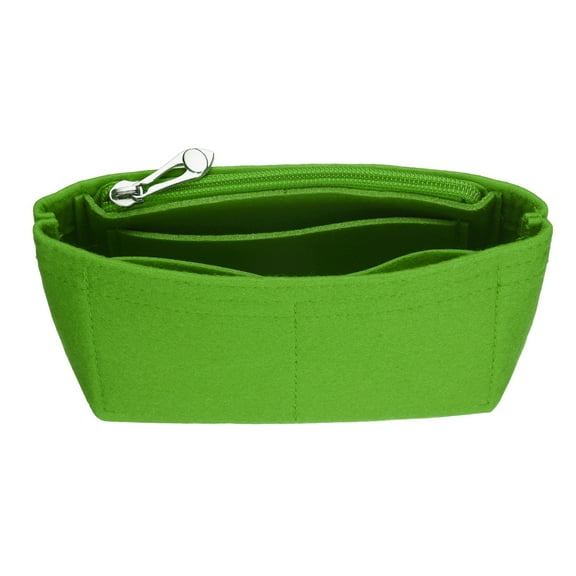 Uxcell Purse Organizer Insert, Small Felt Handbag Organizer Mini Bag Storage & Finishing Inner Bag Liner with Zipper for Chic Backpack Tote Shoulder Bags, Grass Green