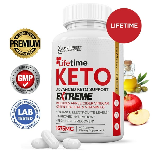 Lifetime Keto ACV Extreme Pills 1675mg Alternative to Gummies Dietary Supplement 60 Capsules