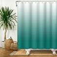 thumbnail image 4 of Lfeey Teal and White Ombre Waterproof Fabric Shower Curtain for Bathroom Decor, with Hooks, 72x72 inches, 4 of 5