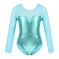 thumbnail image 3 of DPOIS Kids Girls Sparkly Rhinestone Metallic Leotard Long Sleeve Tulle Jumpsuit, 3 of 4