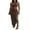 Brown, variant on Baby Sweetie Women's Summer Two Piece Dress Set, Wrapped Hip High Slit Long Skirt with Sleeveless Crop Tank Top