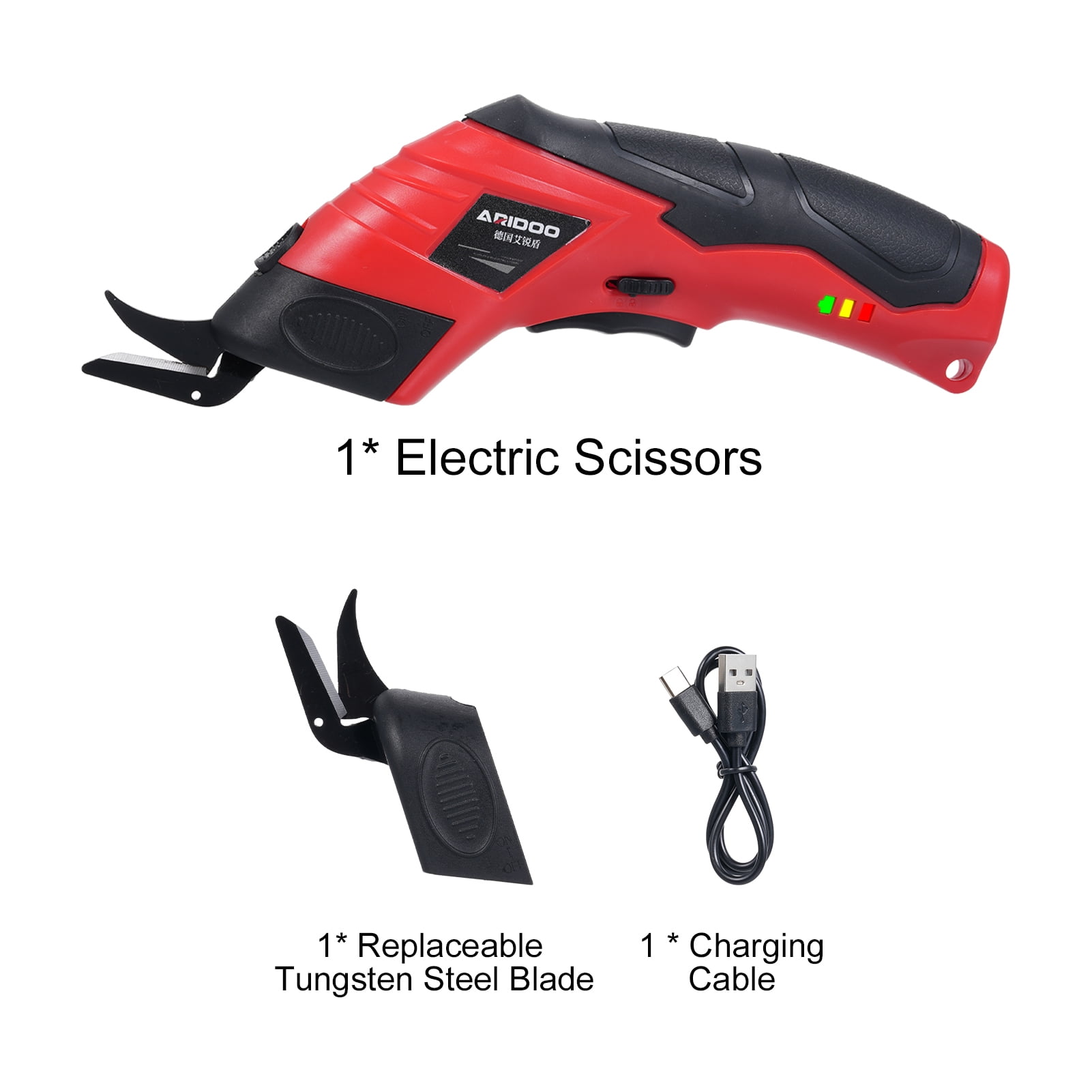 Electric Electric Scissor 4.2V Cordless Scissors With 2pcs Replaceable Tungsten Steel Blade Rechargeable Scissors Safety Switch Maximum Cut 9mm For Cotton Fabric, Plant Stems