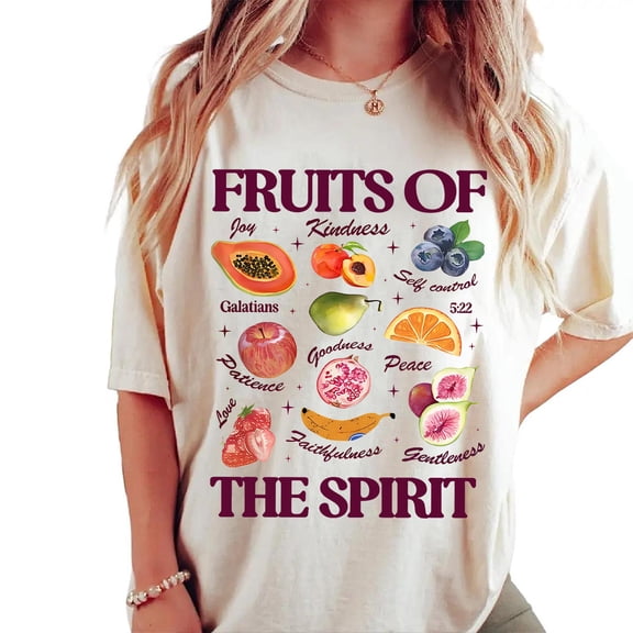 Boho Christian Fruits Of The Spirit T-Shirt – Retro Jesus Floral Graphic Tee, Faith Based Fruits & Gifts Of The Holy Spirit Shirt