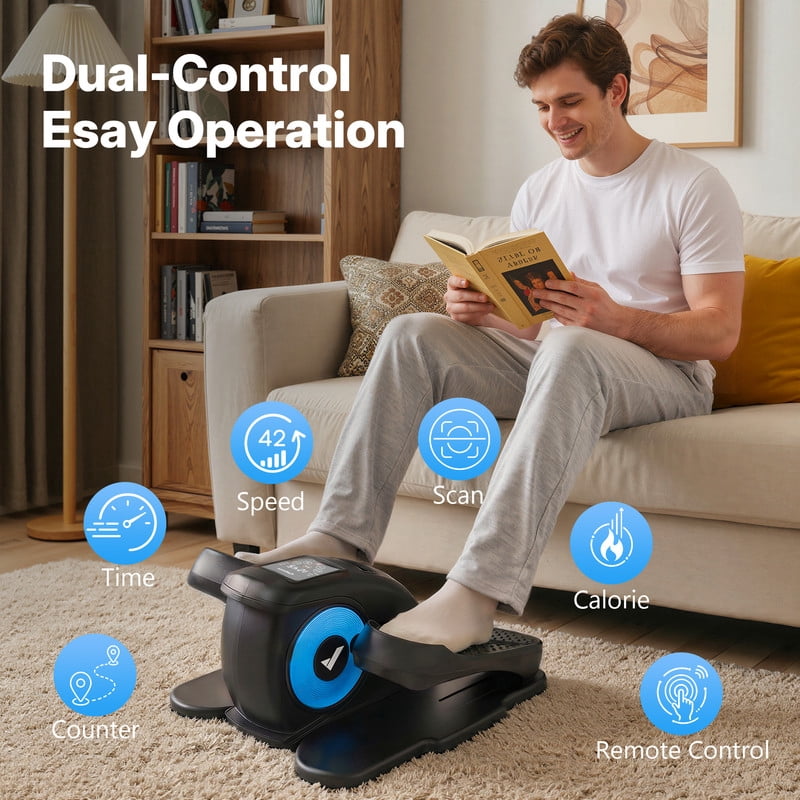 MERACH Under Desk Elliptical Machine, Quiet Electric Ellipse Leg Exerciser with Remote, 12 Speed Sit-Down Pedal Exerciser for Home & Office, Gift