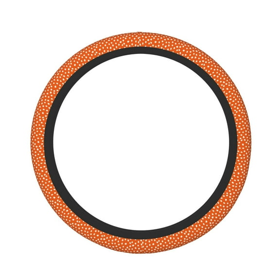 Picia Dots On Orange Background Car Steering Wheel Cover, Non-Slip, Breathable, Universal 15 inch
