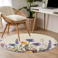 thumbnail image 3 of Area Rug 48in, Garden Watercolor Flower on Burlap Floor Carpet Living Room Rug, Blossom Floral Lavender Daisy Non-Slip Welcome Mat Indoor Rugs for Bedroom Dining Room, 3 of 9