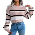 thumbnail image 1 of Gibobby Suéteres para mujer, Suéteres para mujer 2023 a la moda para otoño e invierno, manga abullonada(Rosa,Talla única), 1 of 5