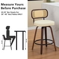 thumbnail image 5 of HUTWIFE Home Adult Rattan Back Faux Leather Upholstered and Walnut Bentwood Leg Bar Stools - Set of 3, Beige, 5 of 8