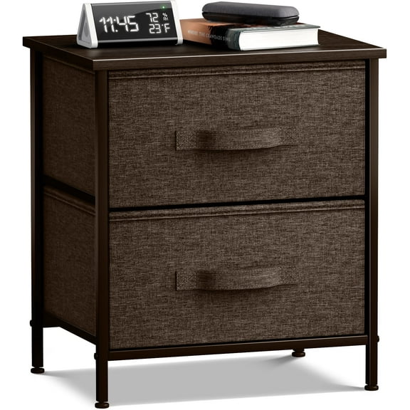 Sorbus 2 Drawer Nightstand, Brown, Portable, Lightweight, Easy Assembly, Dresser