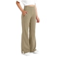 thumbnail image 2 of HAOTAGS Flared Yoga Pants for Big Girls (6-15), Split-Hem Leggings with Pockets Full-Length Elastic-Waist Stretch Trousers Khaki 12-13 Years, 2 of 9