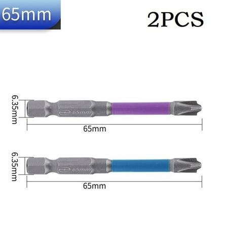 

BCLONG 2Pcs 65/110Mm Magnetic Special Slotted Cross Screwdriver Bit Electrician Fph2
