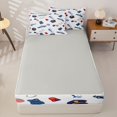 thumbnail image 4 of Manfei Cartoon Police Pattern Zipper Full Size Comforter Sets with Fitted Sheet and 2 Pillowcases,Boys Friendly Theme Zipper Bedding Set,White,Light Gray Reversible,4pcs, 4 of 8