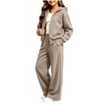 thumbnail image 2 of Bloomae Girls Hoodie Sweatsuit 2 Piece Full Zip Up Long Sleeve Hooded Sweatshirts and Elastic High Waist Wide Leg Jogger Sweatpants Trendy Cozy Athletic Tracksuit Sets, 2 of 8