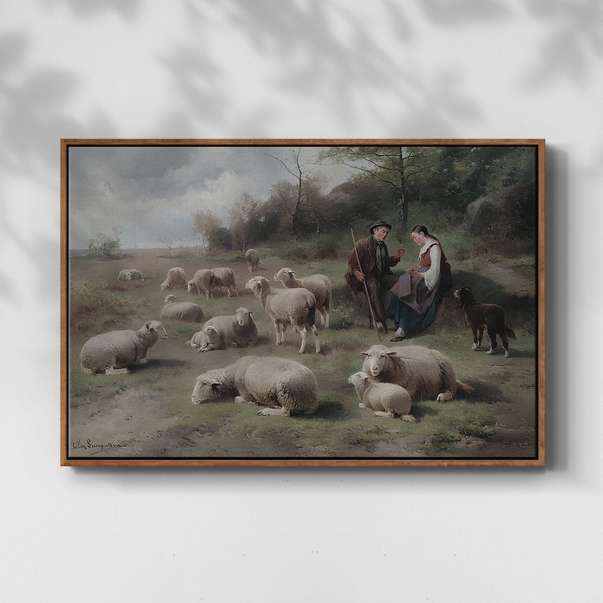 Vintage Landscape-CCLV By Wexford Home Framed in Walnut Wood Gallery Wrapped Canvas 27 in. x 41 in.