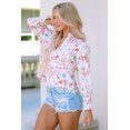 thumbnail image 4 of Women's Multicolor Abstract Print Lantern Sleeve Casual Shirt, 4 of 5