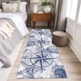 thumbnail image 4 of Purple Blue Compass 2'x6' Runner Rugs for Hallway Kitchen Bedside Non Slip Washable, Vintage Nautical Summer Ocean Shell Entryway Rug Runners with Rubber Backing, Long Carpet Runner for Laundry Room, 4 of 8