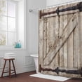 thumbnail image 6 of Barn Door Shower Curtain for Bathroom Decor, Retro Countryside Farmhouse Door Beige Wooden Board Waterproof Fabric Shower Curtain, 72"x72" Set with 12 Hooks, 6 of 9