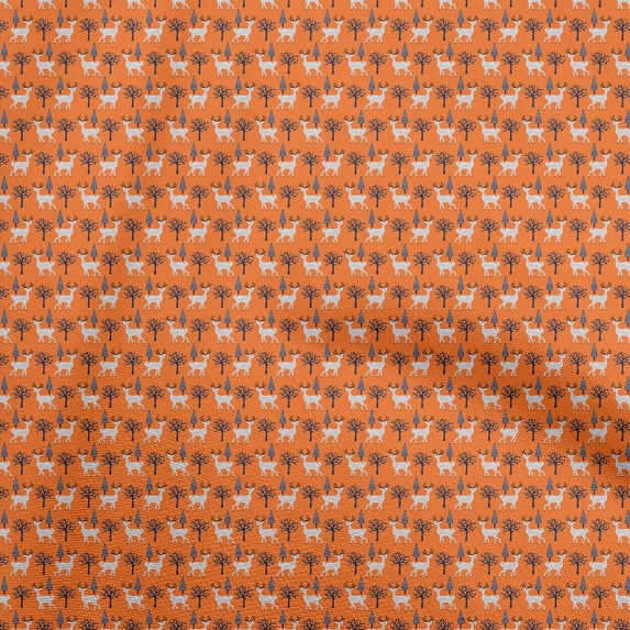 oneOone Cotton Poplin Orange Fabric Animal Quilting Supplies Print Sewing Fabric By The Yard 42 Inch Wide