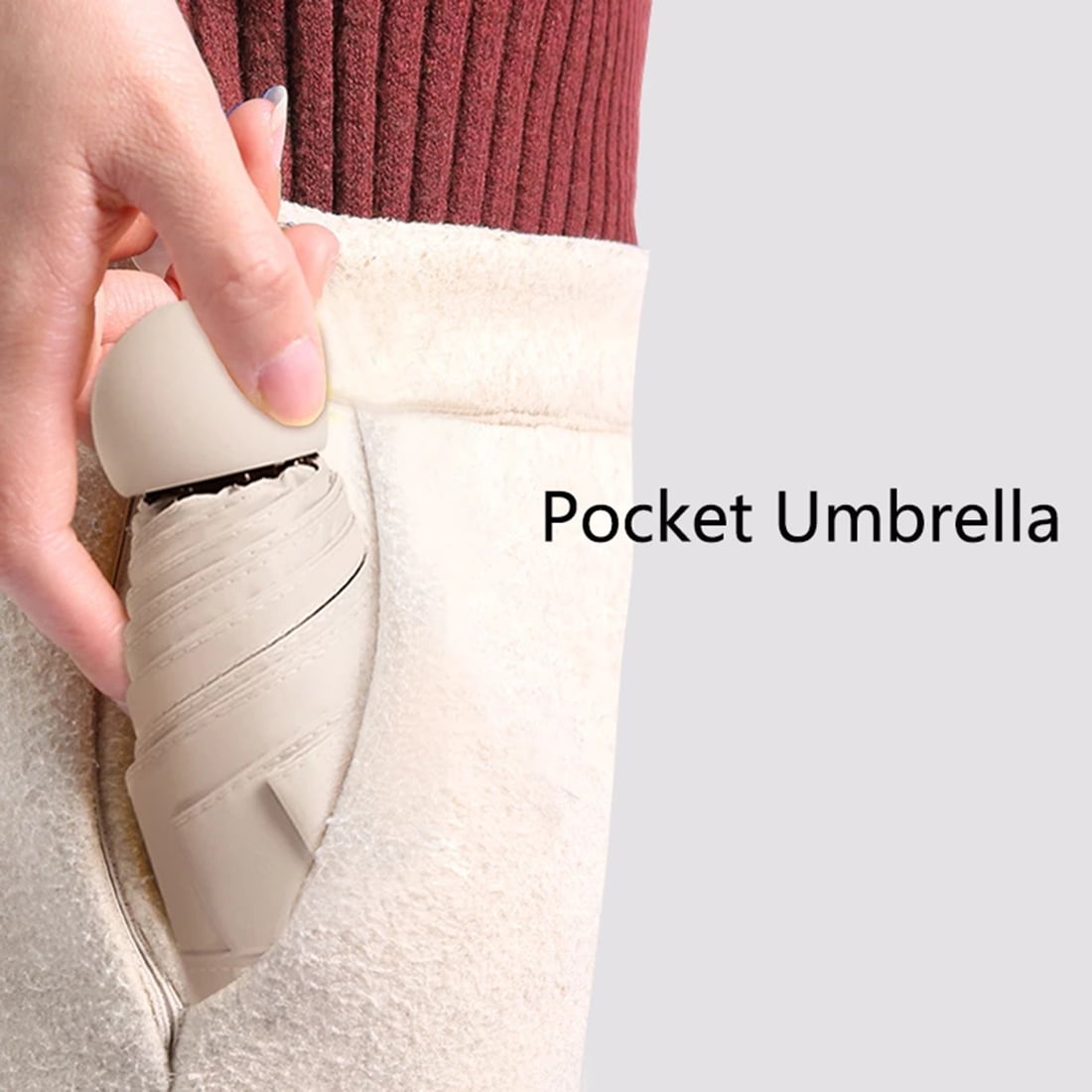 Mini Capsule Umbrella Parasol Anti-UV Black Coating Pocket Umbrella for Sun and Rain Outdoor Travel Parasol Black 6 Ribs