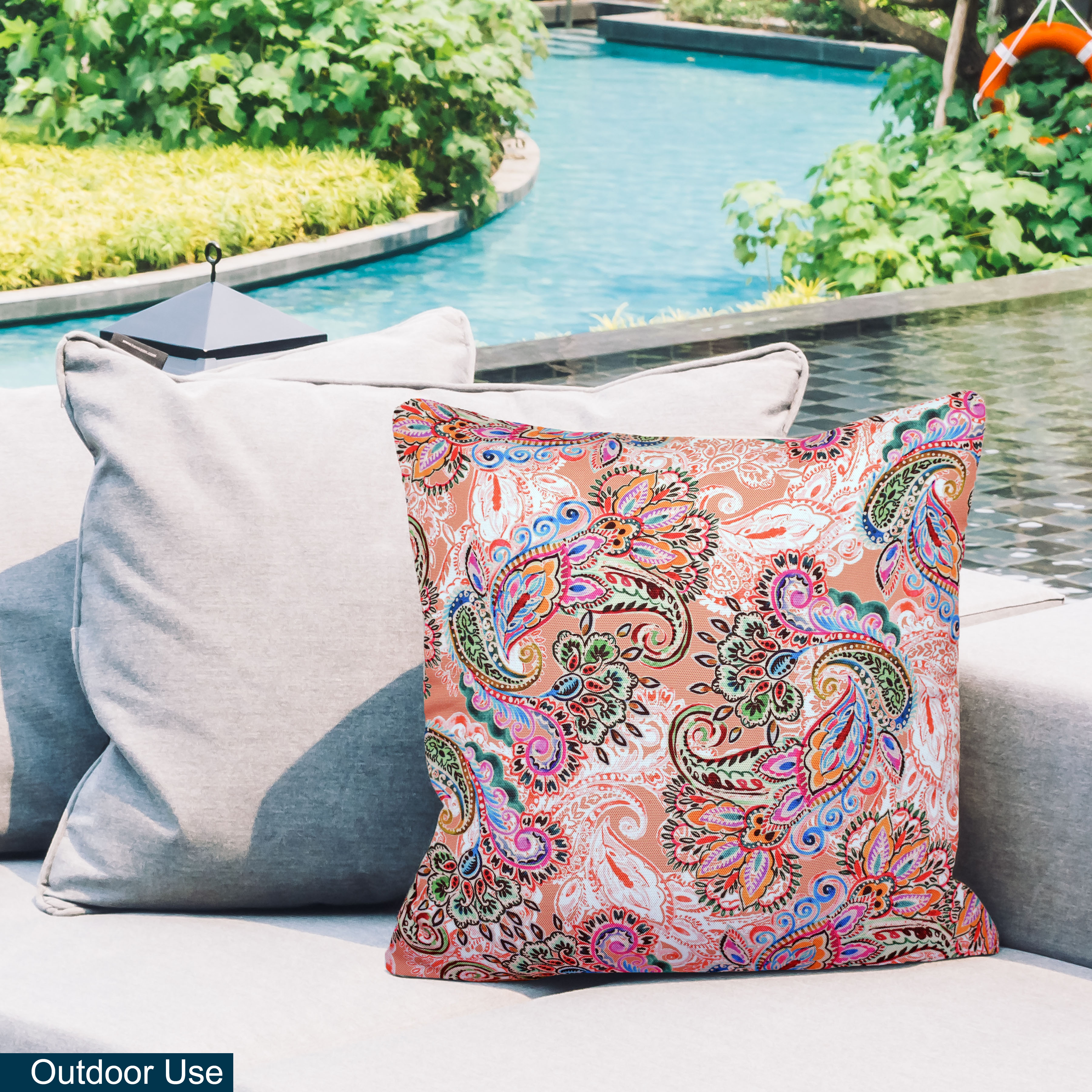 Indoor Outdoor Waterproof Lumbar Pillows - Set of 2, 18''x18'' with Included Inserts - Stylish Comfort for Your Patio Furniture, Garden Chairs, or Indoor Déco