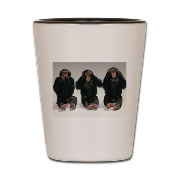 CafePress - Monkeys - White/Black Shot Glass, Unique and Funny Shot Glass