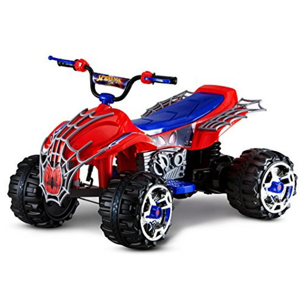 Kid Trax Merveille Spiderman Tout-Petit ATV Monter sur Jouet, Batterie de 12 Volts, 3-7 Ans, Poids Maximum du Cavalier 88 lbs, A Mené les Lumières de Tête, Spider-Man Bleu