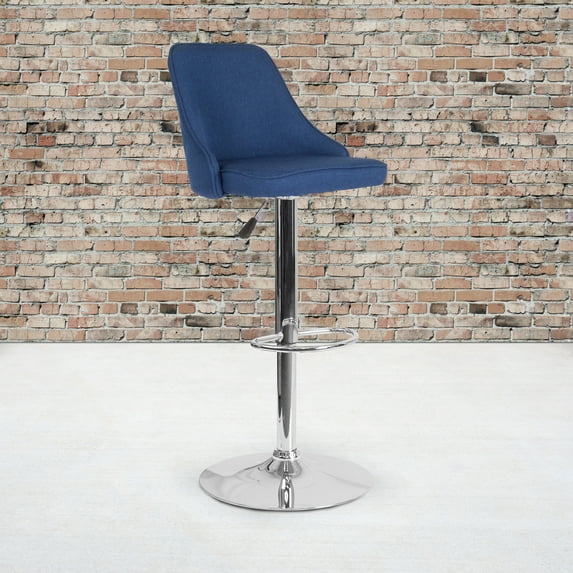 2 Pack Contemporary Adjustable Height Barstool in Blue Fabric - Kitchen Furniture