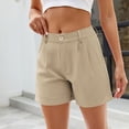 thumbnail image 5 of MIUOWANP Summer Women's Shorts with Pockets Solid Color Simple With Button Shorts Pleated Baggy Shorts Size XL(10)Khaki, 5 of 6