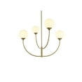 thumbnail image 3 of Living District Nyomi 36" 4-Light Metal/Glass Chandelier in Satin Gold/White, 3 of 8