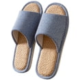 thumbnail image 2 of Women's Fuzzy Slippers Winter Warm House Shoes Anti-Skid Rubber Sole Faux Fur Sandals Slip On Open Toe Bedroom Indoor Outdoor Slipper Navy 10-10.5, 2 of 5