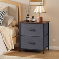 thumbnail image 4 of Nightstand, End Table Side Table with 2 Fabric Drawers Bedside Table for Bedroom, Closet, Dorm, Grey, 4 of 6