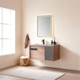 thumbnail image 3 of Carcastillo 40" Single Sink Floating Bathroom Vanity Oak Wood Gray Top & Mirror, 3 of 9