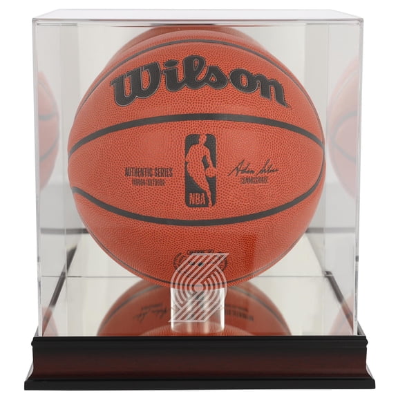 Portland Trail Blazers Mahogany Team Logo Basketball Display Case with Mirrored Back