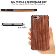 TENDLIN iPhone 8 Plus Case/iPhone 7 Plus Case Wood Veneer Soft TPU Silicone Hybrid Slim Case for iPhone 7 Plus