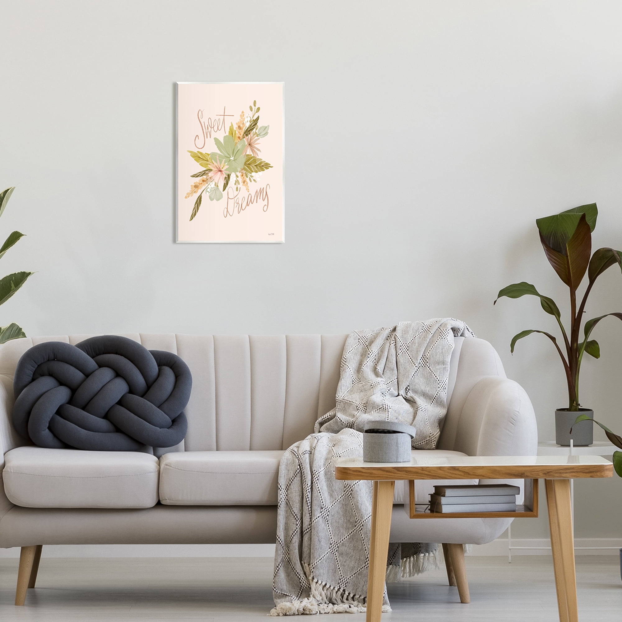 Stupell Industries Sweet Dreams Floral Phrase Botanical & Floral Painting Unframed Art Print Wall Art, 13 x 19