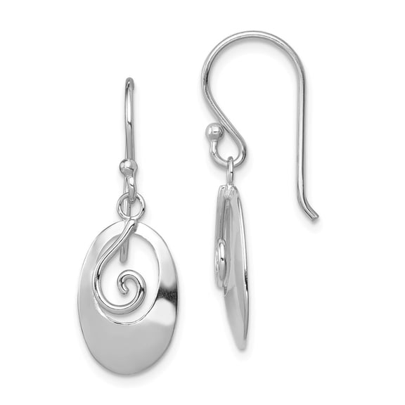 925 Sterling Silver RH-plated Polished Oval Dangle Dangle Earrings; for Adults and Teens; for Women and Men