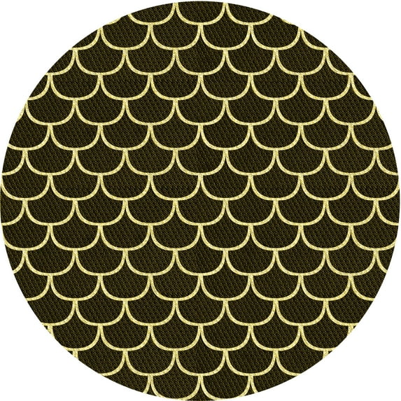 Ahgly Company Machine Washable Indoor Round Transitional Midnight Gray Area Rugs, 5' Round