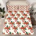 thumbnail image 2 of Homewish Teens Kawaii Red Bow Knot 4 Pieces Queen Sheet Sets,Tree Leaves Ultra Soft Flat Sheet,Merry Christmas Queen Fitted Sheet,Super Cozy Room Decor, 2 of 7