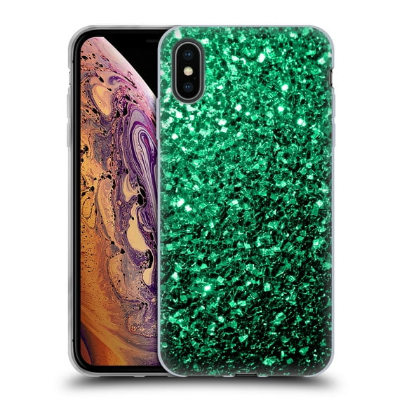 Head Case Designs Officially Licensed PLdesign Glitter Sparkles Emerald Green Soft Gel Case Compatible with Apple iPhone XS Max
