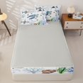 thumbnail image 4 of Manfei Cute Sea Turtle Zipper Twin Comforter Sets with Fitted Sheet and 2 Pillowcases, Watercolor Ocean Shark Zipper Bedding Set, Blue Gray, Gray Reversible, 4-Piece, 4 of 7