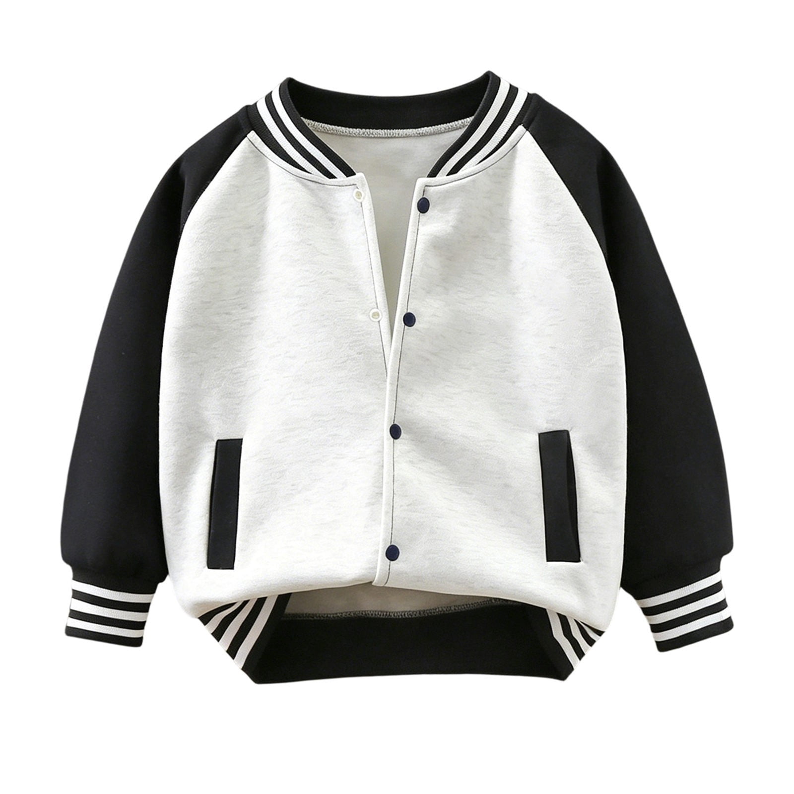 Boys Girls Retro Baseball Bomber Jacket Kids Classic Color Block Varsity Jackets Stand Collar Button Front Outerwear Coats