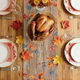 thumbnail image 5 of Fall Pumpkin Squirrel Table Runner - 72 Inch Long Thanksgiving Maple Leaf Vintage Wood Cotton and Linen Blended Dress Scarves Farmhouse Table Runner for Kitchen Dining, Coffee Table, 13" x 72", 5 of 8