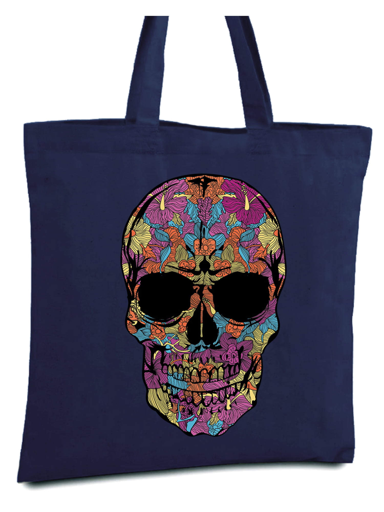 Awkward Styles Black Flower Skull Bags Skull Canvas Tote Bag Skull ...