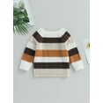 thumbnail image 4 of Wassery Baby Girl Boy Knit Sweater Toddler Long Sleeve Crew Neck Contrast Color Knitted Sweater Infant Fall Winter Warm Knit Pullover Sweater 6M-4T, 4 of 8