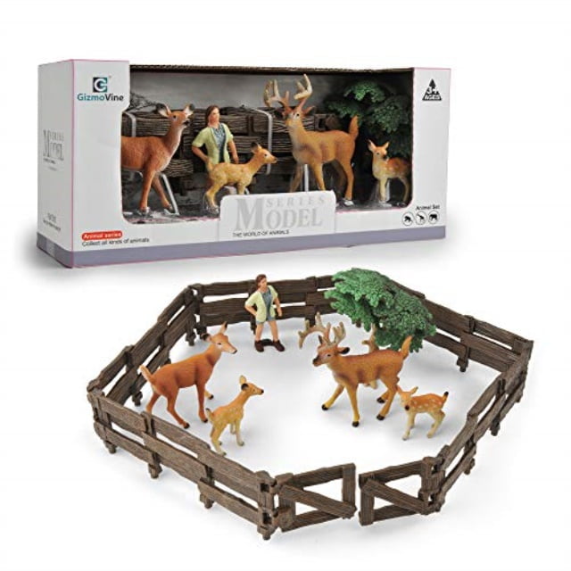 2-piece Lifelike Deer Animal Model Figure Kids Toy Collectibles Home Decor 
