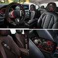 thumbnail image 4 of Pzuqiu Skull Red Rose 14 Pcs Interior Set Front Rear Seat Covers for Cars Steering Wheel Seat Belt Headrest Coasters Center Console Cushion Pad Key Chain Decorative Universal Fit Most Vehicles, 4 of 7
